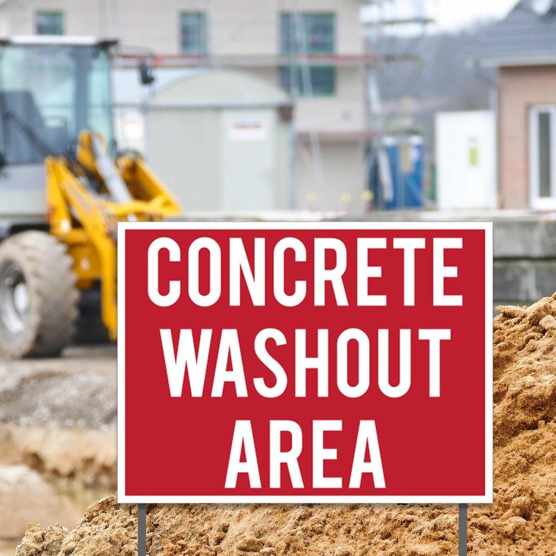 VictoryStore Concrete Washout Area Yard Signs, 2-Sided Set of 4, 18"x24", Weatherproof, Includes Stakes - Image 2